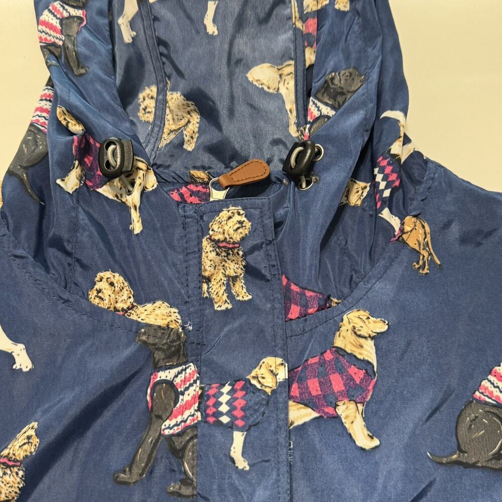 Simply Southern Women's Large Blue Dog Print Anorak Jacket Hood Zip Snap Pockets - Picture 4 of 16